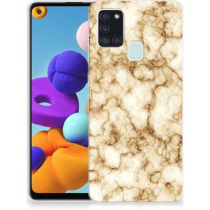 Samsung Galaxy A21s TPU Siliconen Hoesje Marmer Goud