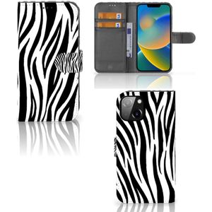 Apple iPhone 14 Telefoonhoesje met Pasjes Zebra