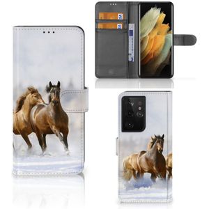 Samsung Galaxy S21 Ultra Telefoonhoesje met Pasjes Paarden