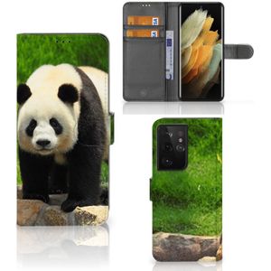 Samsung Galaxy S21 Ultra Telefoonhoesje met Pasjes Panda