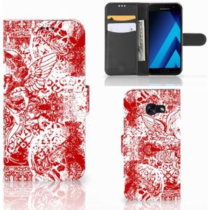 Telefoonhoesje met Naam Samsung Galaxy A5 2017 Angel Skull Rood