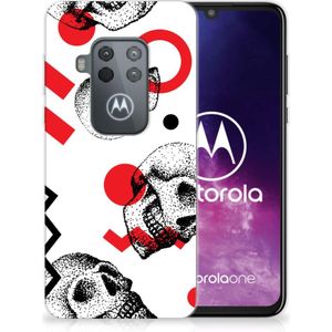 Silicone Back Case Motorola One Zoom Skull Red