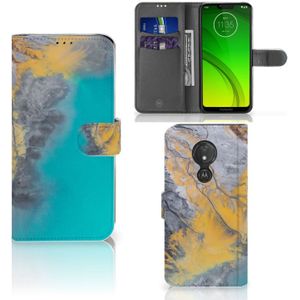 Motorola Moto G7 Power Bookcase Marble Blue Gold