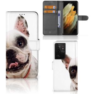 Samsung Galaxy S21 Ultra Telefoonhoesje met Pasjes Franse Bulldog