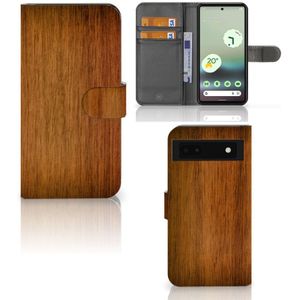 Google Pixel 6A Book Style Case Donker Hout