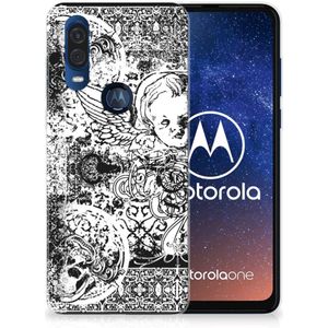 Silicone Back Case Motorola One Vision Skulls Angel