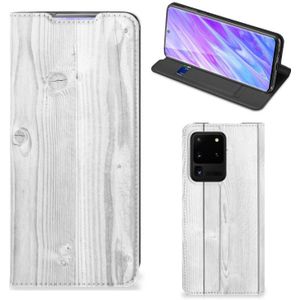 Samsung Galaxy S20 Ultra Book Wallet Case White Wood