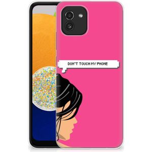 Samsung Galaxy A03 Silicone-hoesje Woman Don't Touch My Phone