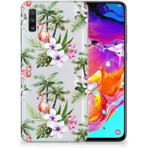 Samsung Galaxy A70 TPU Hoesje Flamingo Palms