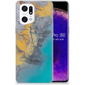 OPPO Find X5 Pro TPU Siliconen Hoesje Marble Blue Gold