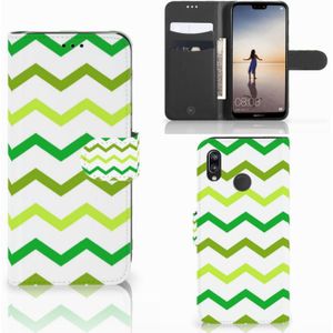 Huawei P20 Lite Telefoon Hoesje Zigzag Groen