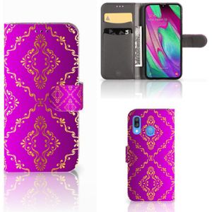 Wallet Case Samsung Galaxy A40 Barok Roze