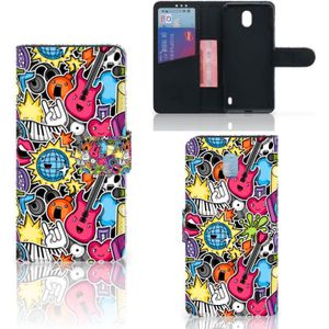 Nokia 1 Plus Wallet Case met Pasjes Punk Rock