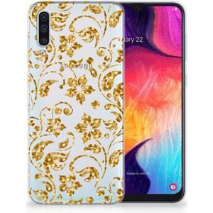 Samsung Galaxy A50 TPU Case Gouden Bloemen