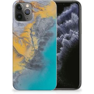 Apple iPhone 11 Pro TPU Siliconen Hoesje Marble Blue Gold