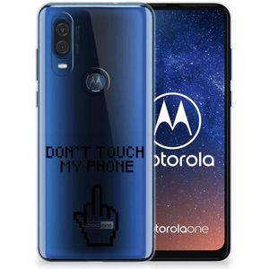 Motorola One Vision Silicone-hoesje Finger Don't Touch My Phone