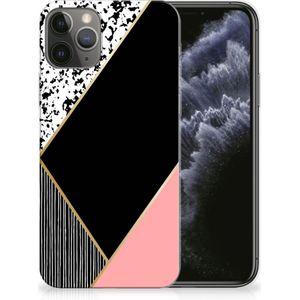 Apple iPhone 11 Pro TPU Hoesje Zwart Roze Vormen