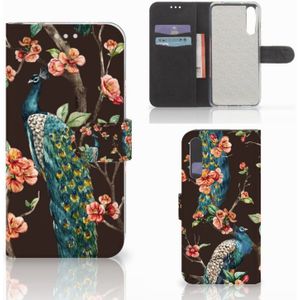 Huawei P20 Pro Telefoonhoesje met Pasjes Pauw met Bloemen