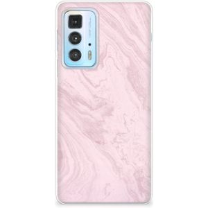 Motorola Edge 20 Pro TPU Siliconen Hoesje Marble Pink - Origineel Cadeau Vriendin