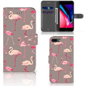 Apple iPhone 7 Plus | 8 Plus Telefoonhoesje met Pasjes Flamingo