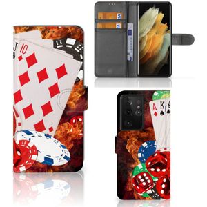 Samsung Galaxy S21 Ultra Wallet Case met Pasjes Casino