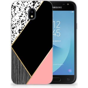 Samsung Galaxy J3 2017 TPU Hoesje Zwart Roze Vormen