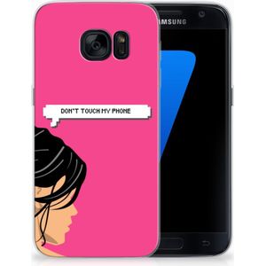 Samsung Galaxy S7 Silicone-hoesje Woman Don't Touch My Phone