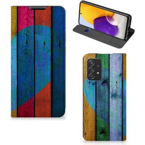 Samsung Galaxy A72 (5G/4G) Book Wallet Case Wood Heart - Cadeau voor je Vriend