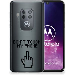 Motorola One Zoom Silicone-hoesje Finger Don't Touch My Phone