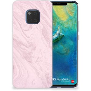Huawei Mate 20 Pro TPU Siliconen Hoesje Marble Pink - Origineel Cadeau Vriendin