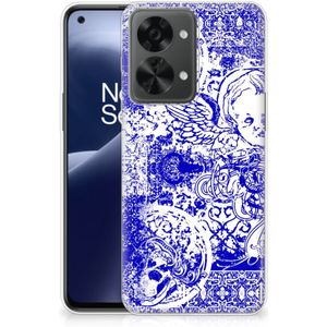 Silicone Back Case OnePlus Nord 2T Angel Skull Blauw