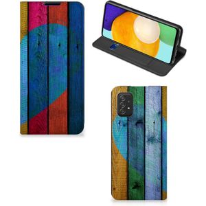 Samsung Galaxy A03s Book Wallet Case Wood Heart - Cadeau voor je Vriend