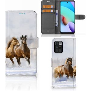 Xiaomi Redmi 10 Telefoonhoesje met Pasjes Paarden