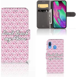 Samsung Galaxy A40 Portemonnee Hoesje Flowers Pink DTMP