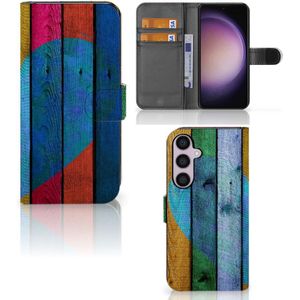 Samsung Galaxy S24 Plus Book Style Case Wood Heart - Cadeau voor je Vriend