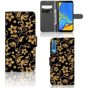 Samsung Galaxy A7 (2018) Hoesje Gouden Bloemen