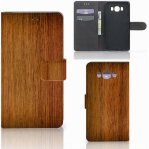 Samsung Galaxy J7 2016 Book Style Case Donker Hout