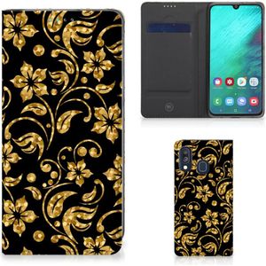 Samsung Galaxy A40 Smart Cover Gouden Bloemen