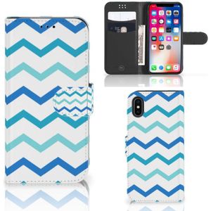 Apple iPhone X | Xs Telefoon Hoesje Zigzag Blauw