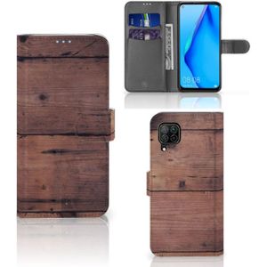 Huawei P40 Lite Book Style Case Old Wood