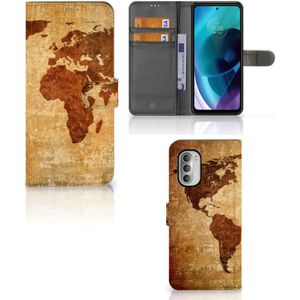 Motorola Moto G51 5G Flip Cover Wereldkaart