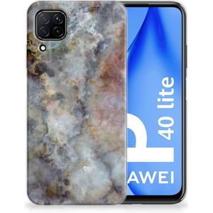 Huawei P40 Lite TPU Siliconen Hoesje Marmer Grijs