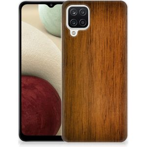 Samsung Galaxy A12 Bumper Hoesje Donker Hout