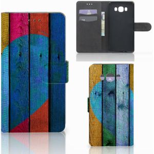 Samsung Galaxy J7 2016 Book Style Case Wood Heart - Cadeau voor je Vriend