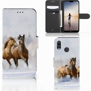 Huawei P20 Lite Telefoonhoesje met Pasjes Paarden