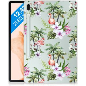 Samsung Galaxy Tab S7FE Back Case Flamingo Palms