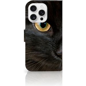 iPhone 16 Pro Telefoonhoesje met Pasjes Zwarte Kat