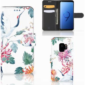 Samsung Galaxy S9 Telefoonhoesje met Pasjes Bird Flowers