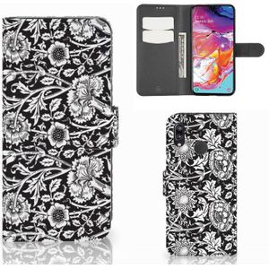 Samsung Galaxy A70 Hoesje Black Flowers