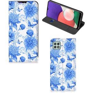 Smart Cover voor Samsung Galaxy A22 5G Flowers Blue